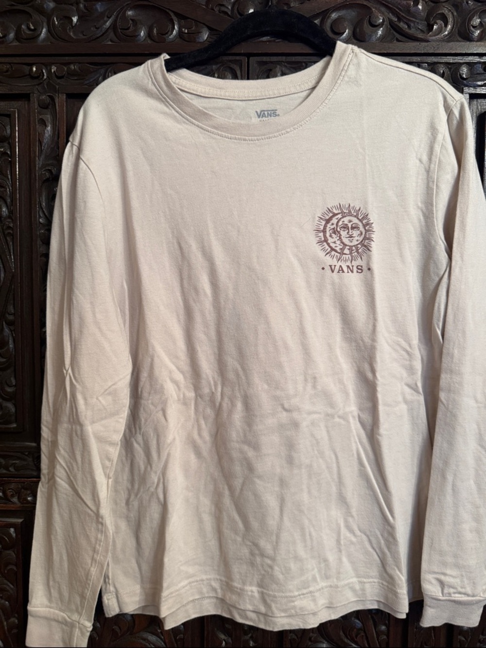 Vans Cream Long Sleeve Tee with Sun Chest Graphic